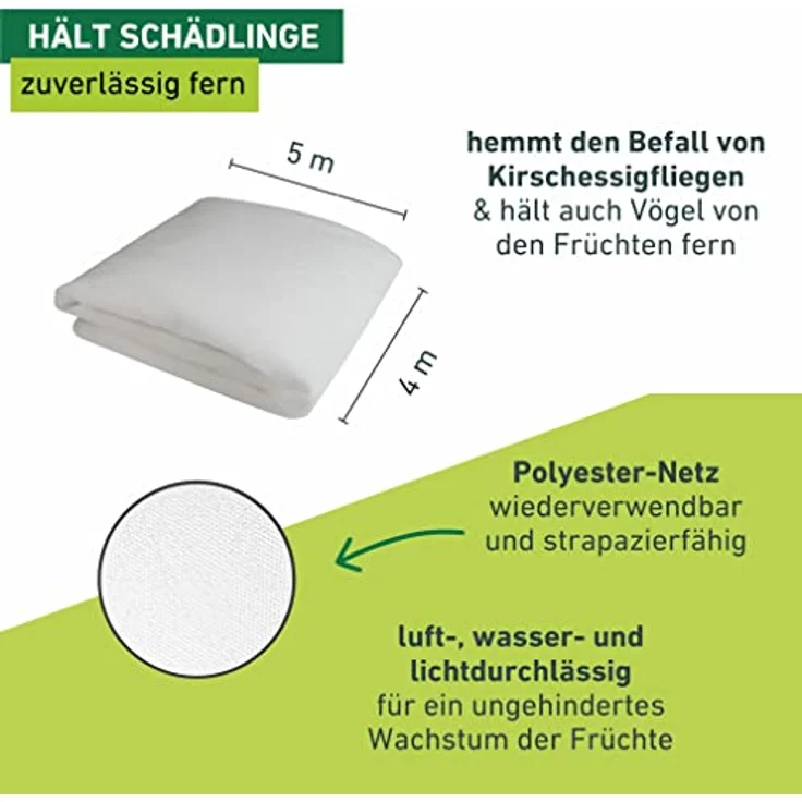 Windhager Schädlingsschutznetz, Kirschessigfliegennetz, 5x4 m, schützt Obstbäume vor Drosophila suzukii – Bild 3