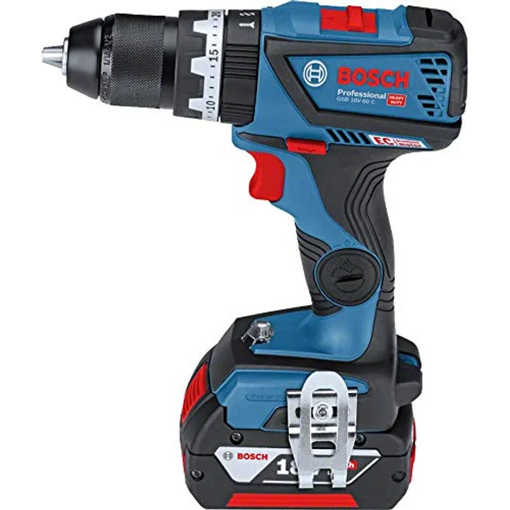 Bosch Professional GSB 18V-60 C - Akku-Bohrschrauber - 2 Geschwindigkeiten - Bohrfutterschlüssel 13 mm - 60 N·m - 2 Akkus - 18 V (06019G2109) – Bild 6