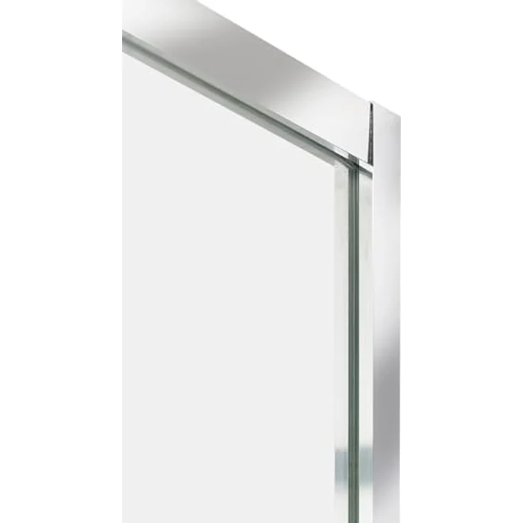Beliani Duschkabine Silber, Sicherheitsglas mit Aluminium Rahmen, Eckeinstieg, Magnetschloss, doppelte Schiebetüren, 90x90x185cm, modernes Design – Bild 4