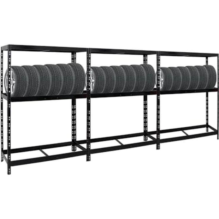 PROREGAL Reifenregal Tiger Schwarz, Platz für bis zu 36 Reifen, 180x130x50 cm – Bild 1