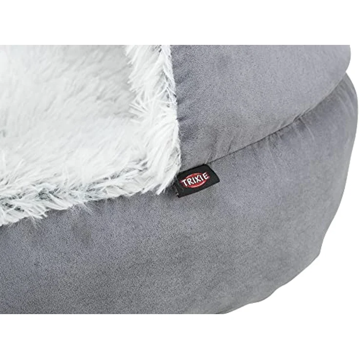 TRIXIE besonders kuscheliges und rutschfestes Höhlenbett für Hunde Harvey, RUND, Ø 70 cm, GRAU/WEIß-SCHWARZ - 38037 – Bild 5