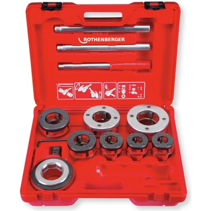 Rothenberger Werkzeugkoffer 070892X, inkl. Ratschenhebel, für BSPT-Gewindeschneiden 1/2 bis 2 Zoll, robuste Bauweise – Bild 1