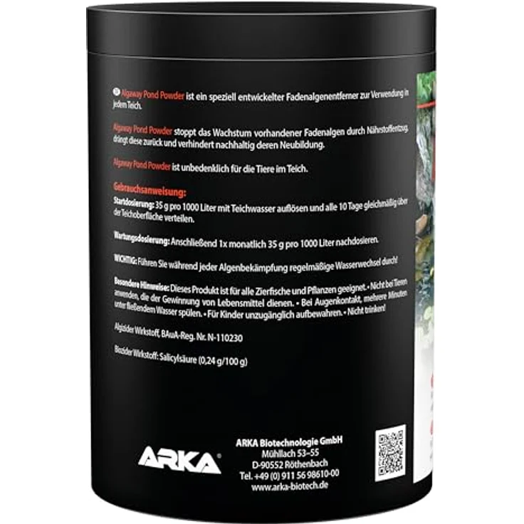 ARKA Pond Algaway Powder, Fadenalgen-Entferner Teich 1000 g, kupferfrei, effektiv gegen Algen, ideal für mittlere Gartenteiche – Bild 2