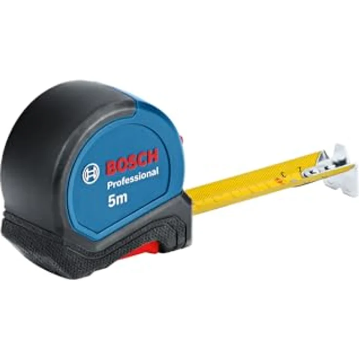 Bosch Professional Maßband 5 m (Einhandbedienung, Gürtelklemme, Magnethaken, 2 Stopp-Tasten, 27 mm Nylon-Stahlband) – Bild 2