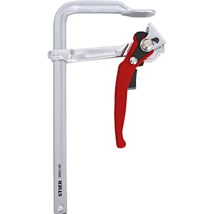 STIER Ganzstahl Hebelzwinge FHZ 300/140, mit bis zu 1570 Nm Spannkraft, einfaches Festspannen mit Hebelfunktion, aus robustem Stahl gebogen, Zwinge, Hebelzwinge – Bild 1