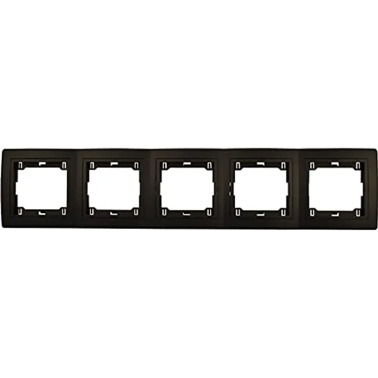 PrestigeLine Abdeckrahmen mit integriertem Zwischenrahmen Schwarz Matt Schwarz - 5-fach horizontal