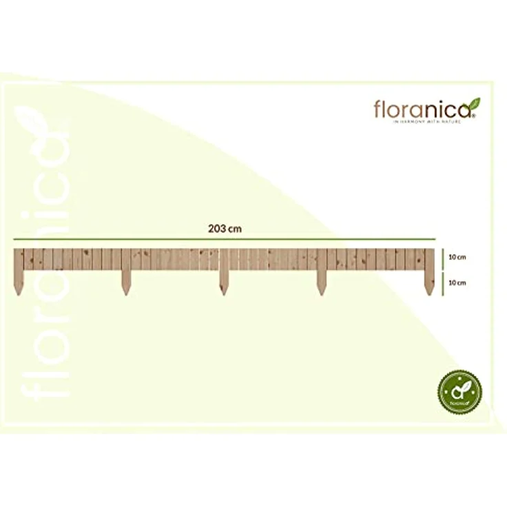 Floranica Rollborder II Flexibler Holzzaun 203cm (kürzbar) Höhe: 10cm Unbehandelt Kiefernholz Beeteinfassung Rasenkante Beetumrandungen – Bild 4