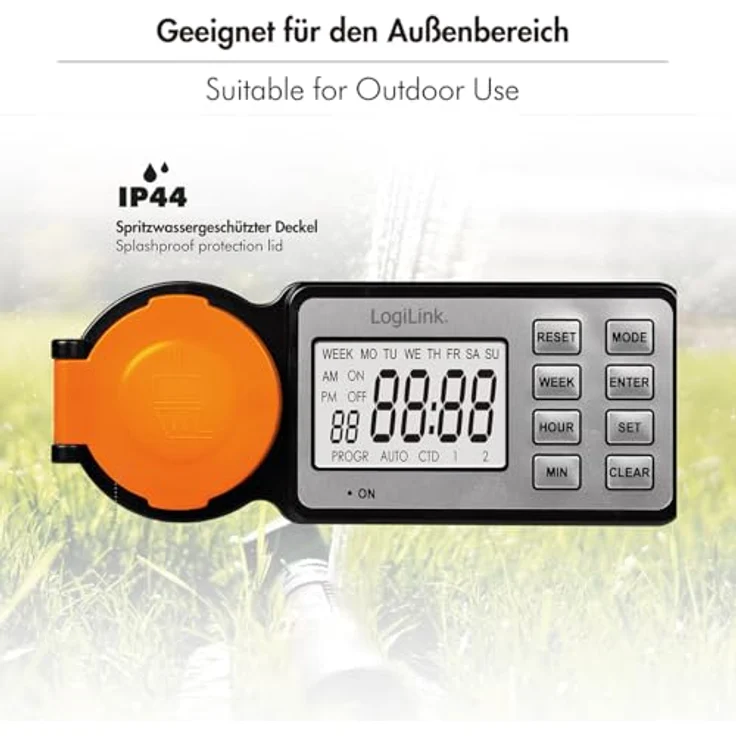 LogiLink Zeitschaltuhr, Outdoor mit LCD-Display, IP44, 12 Programme ...