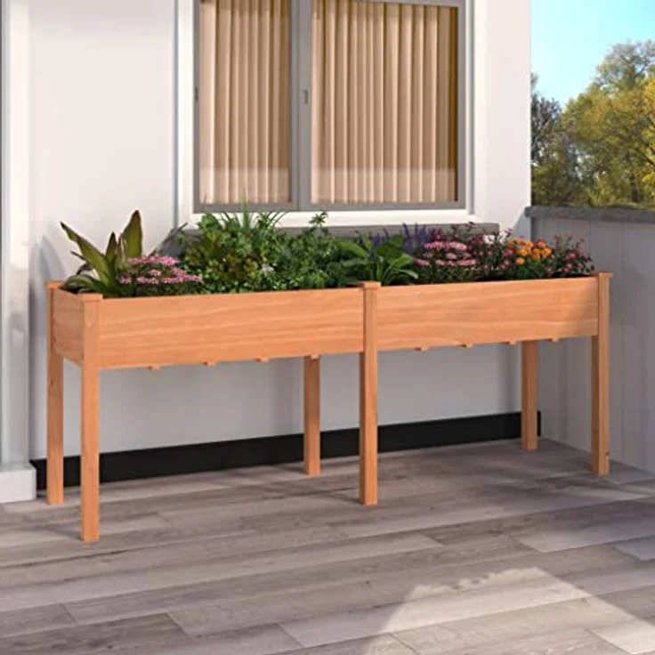 vidaXL Pflanzkübel, Pflanzkasten mit Einsatz, Hochbeet Gemüsebeet für Garten Balkon Terrasse, Braun Massivholz Tanne – Bild 2