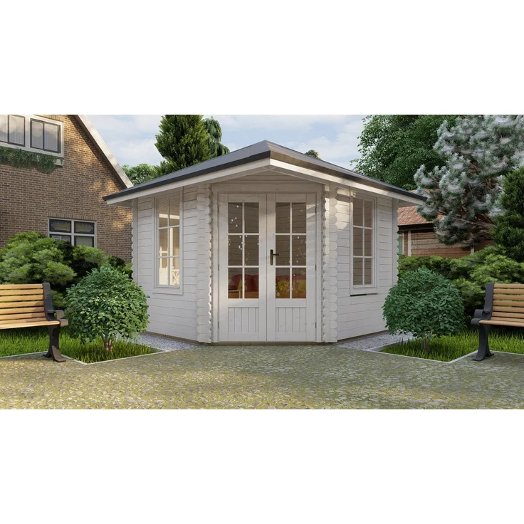 Finn Art Blockhaus Gartenhaus Norwegen 17, 5-Eck Blockhausdesign mit 40mm Wandstärke, BxT: 298x298 cm, ohne Fußboden, ohne Dacheindeckung