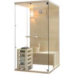 HOME DELUXE ARUNA Sauna für 1-2 Personen, inkl. 3,6 kW Elektro-Ofen, Fichtenholz, Natur, Maße 100 x 110 x 190 cm, Komplett-Set