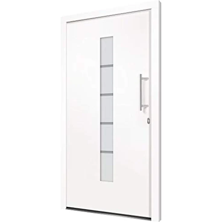 vidaXL Eingangstür, Haustür aus Aluminium und PVC, weiß, mit 5-fach-Sicherheitsschloss, isolierverglast, 100x210 cm – Bild 3