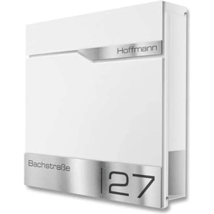 Metzler® Wandbriefkasten Weiß, Briefkasten mit Zeitungsfach, personalisiert mit Lasergravur, rostfreier Edelstahl, 10 Jahre Ersatzteile – Bild 2