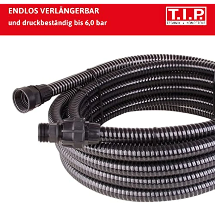 T.I.P. 31008 Entwässerungsschlauch Schlauch für Tauchpumpen, Gartenpumpen, Teichaußenfilter 10 m - inkl. Anschlüsse-Adapter - endlos verlängerbar – Bild 3