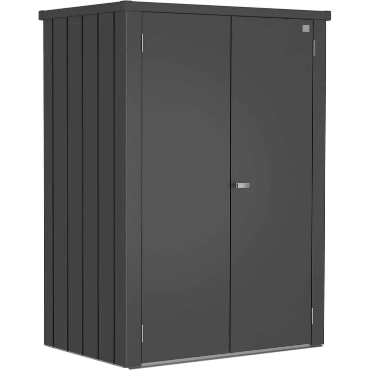 Biohort Terrassenschrank Romeo L High, 132 x 87 x 181 cm, dunkelgrau-metallic mit individuell anpassbarer Regaleinrichtung und sanft schließendem Türmechanismus