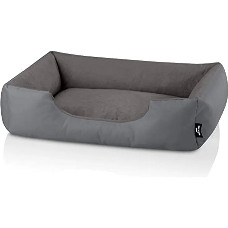 BedDog Hundebett ZARA, Hundekissen mit abziehbaren waschbaren Bezug, Hundekorb, Hundesofa, für mittel-große Hunde, XL, Cordura und Microfaser-Velours, Grau