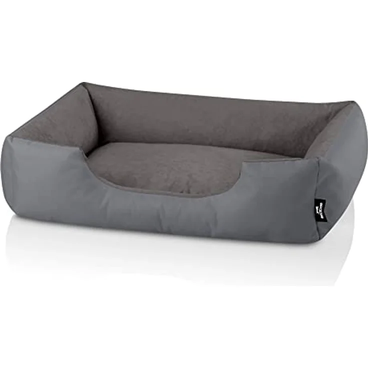 BedDog Hundebett ZARA, Hundekissen mit abziehbaren waschbaren Bezug, Hundekorb, Hundesofa, für mittel-große Hunde, XL, Cordura und Microfaser-Velours, Grau – Bild 1