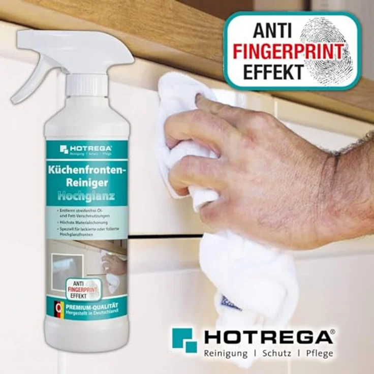 HOTREGA® Küchenfronten Reiniger, Hochglanz Küchenreinigung mit Anti-Fingerprint Effekt, 500ml – Bild 7