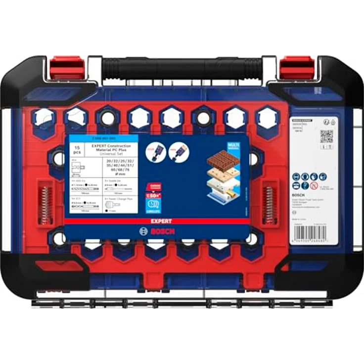 Bosch 15x EXPERT Construction Material PC Plus Universal Lochsäge-Set, für Weichholz und Grobspanplatte, Ø 20-76 mm, hohe Lebensdauer dank Bosch Carbide Technology – Bild 3