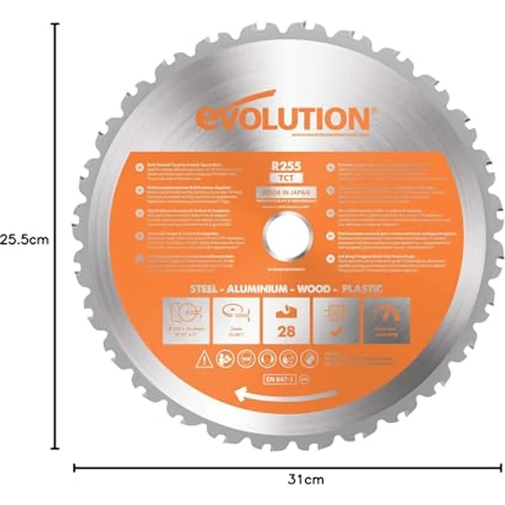 Evolution Elektrowerkzeuge - RAGE Mehrzweck-Sägeblatt mit Wolframkarbidbeschichtung, 255 mm – Bild 8