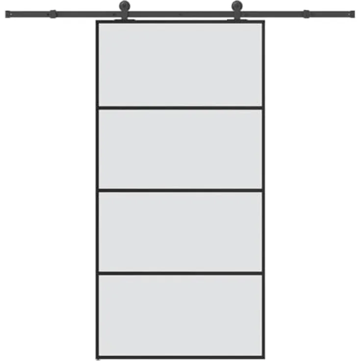 vidaXL Schiebetür mit Beschlag 102,5x205 cm, ESG-Glas und Aluminium, korrosionsbeständig, leise Montage