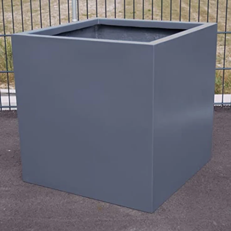Elegant Einrichten Pflanzkübel Fiberglas quadratisch 50x50x50 cm, anthrazit-metallic, wasserdicht und frostsicher – Bild 4