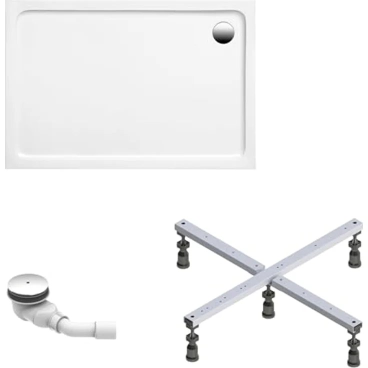 Schulte Duschwanne Adria 100x80 cm, Sanitäracryl, inklusive Fußgestell und Ab- und Überlaufschutz, rutschhemmend und pflegeleicht – Bild 1