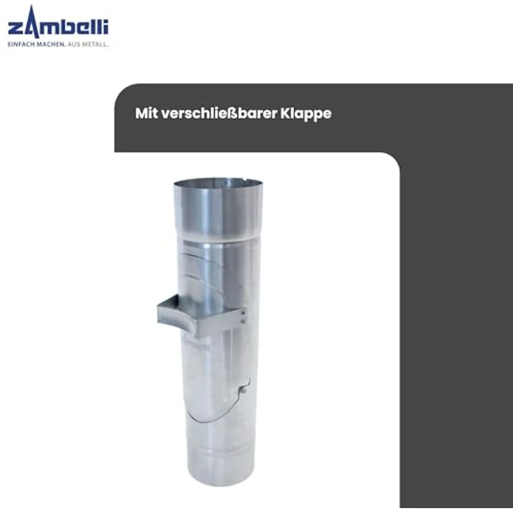 ZAMBELLI Regenrohrklappe 120mm, Titanzink, witterungsbeständig und korrosionsgeschützt – Bild 4