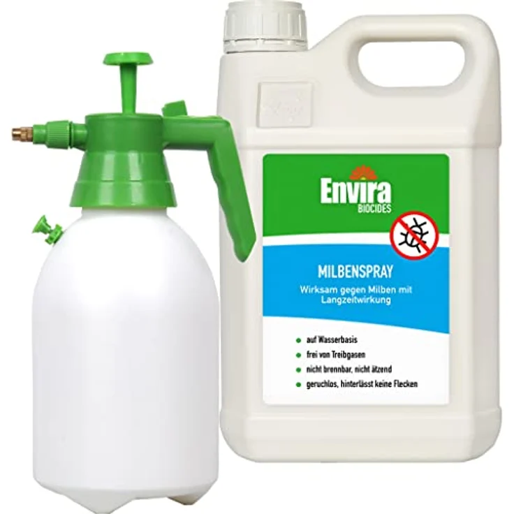 Envira Milben-Spray - Milbenspray für Matratzen mit Langzeitwirkung - Geruchlos & Auf Wasserbasis - 5 Liter + 2L Drucksprüher – Bild 1