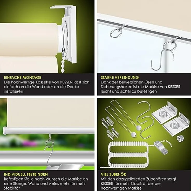 KESSER Senkrechtmarkise Vertikalmarkise Balkonmarkise Sichtschutz Sonnenschutz Seitenrollo Beschattung , Balkonrollo Stabil und wetterbeständig, für Balkon, Terrasse, Garten, anthrazit Beige, 160x140cm – Bild 3