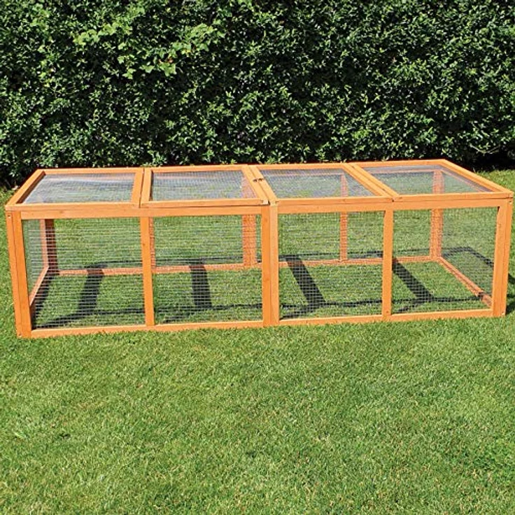 NYVI Freilaufgehege FreeBunny XXL 180x90x48 cm Natur - Wetterfest, Imprägniert, Erweiterbar - Außengehege für Kleintiere wie Hasen & Kaninchen - Freilauf Auslauf - Freigehege aus Holz & Metallgitter – Bild 3