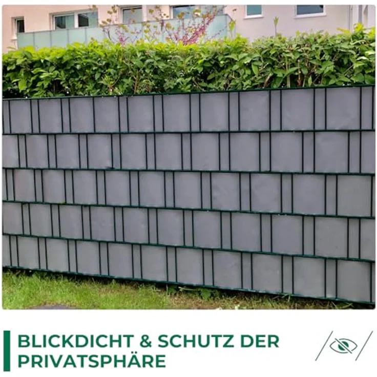 Intergo PVC Sichtschutzstreifen 70m Rolle Grau, UV-beständig & reflexionsarm inkl. Befestigungsclips Gartensichtschutz – Bild 7
