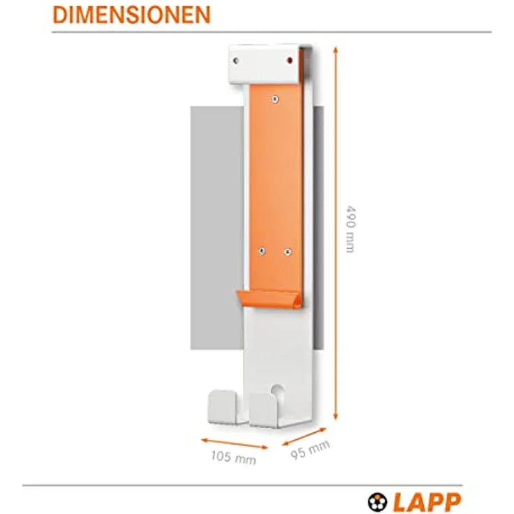 LAPP Wandhalterung für mobile Lade stationen, einfache Montage, weiß/orange, inkl. Schrauben und Dübel – Bild 4