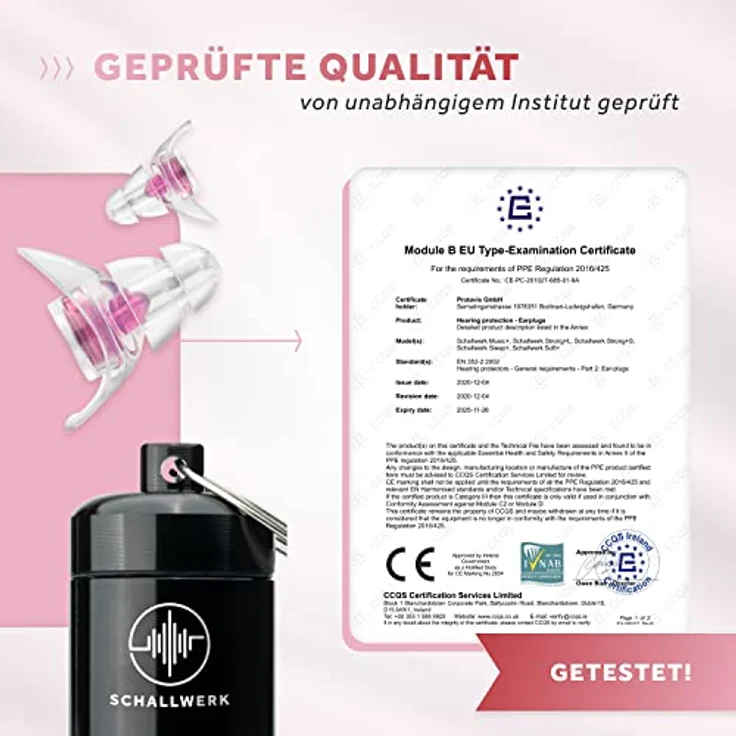 Schallwerk ® Women+ | unauffällige Gehörschutz Ohrstöpsel – dämpfen Lärm & erhalten Tonqualität – Ohrenstöpsel transparent - Earplugs geeignet für Musik, Festival, Arbeit & Lernen - Preisvergleich – Bild 3