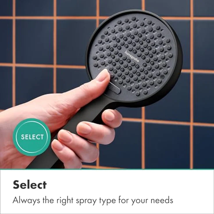 Hansgrohe Activera Select S Duschkopf 95 mm, Handbrause mit 2 Strahlarten, EcoSmart, mattschwarz – Bild 3
