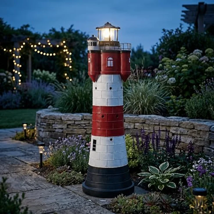 Westerholt Solar-Leuchtturm Roter Sand, 50 cm, mit LED Beleuchtung – Bild 4