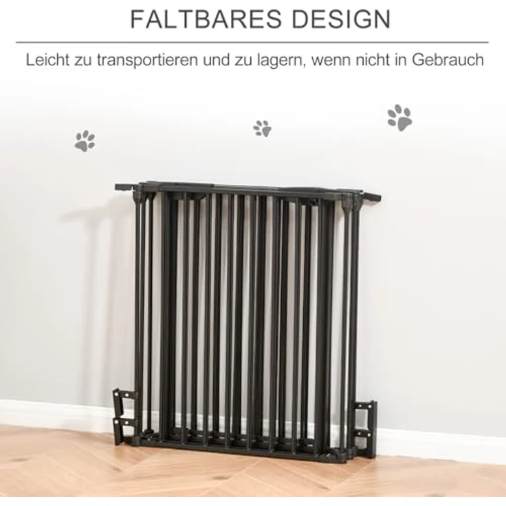 PawHut Welpenauslauf 2 in 1 Klappbares Absperrgitter für kleine und mittelgroße Hunde, 300 x 74,5 cm, Metall, Schwarz – Bild 4