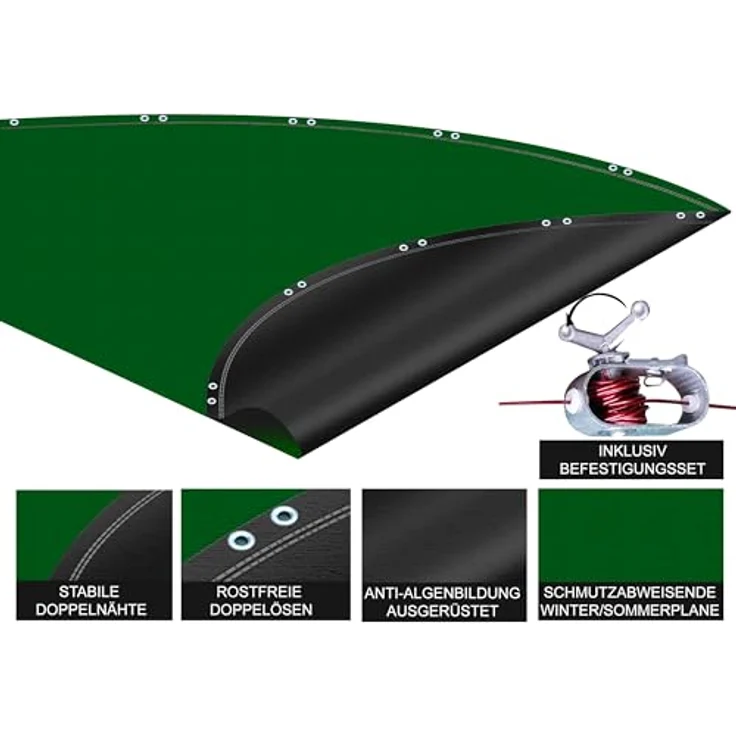 Abdeckplane Pool Rund Planenmaß 520cm. Passend für Poolgröße 420-460cm. Winterabdeckplane Poolabdeckung 180g-m² - Preisvergleich – Bild 3