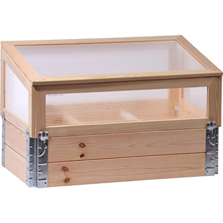 dobar 58411e Frühbeet mit Untersatz Gr. L - Frühbeetaufsatz Massivholz - Gewächshaus mit Deckel - Pflanzkasten für die Anzucht - Salat/Gemüse/Setzlinge - 100 x 50 x 50 cm - Natur – Bild 3