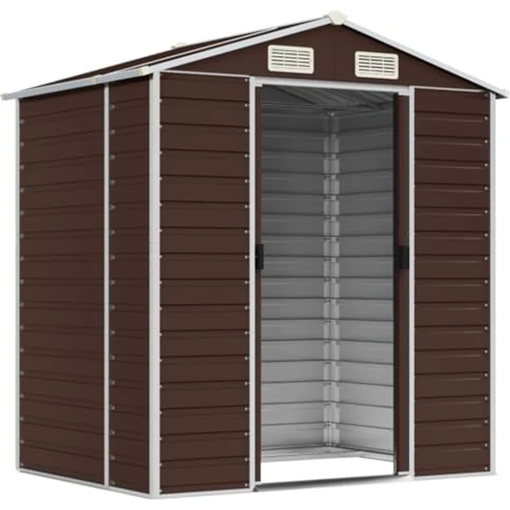 vidaXL Gerätehaus Braun 191x130x198 cm Verzinkter Stahl – Bild 3