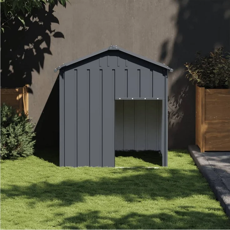 vidaXL Hundehütte mit Dach, anthrazit, verzinkter Stahl, 117x103x123 cm