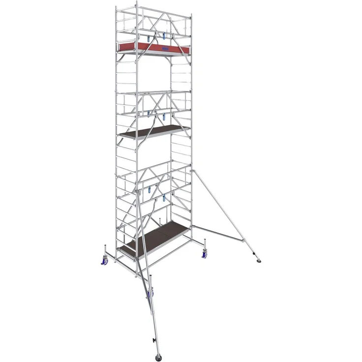 Krause 771056 Aluminium Rollgerüst, fahrbar, max. Arbeitshöhe 7.40m, Silber, 193.5kg, mit GuardMatic-System für sicheren Aufbau
