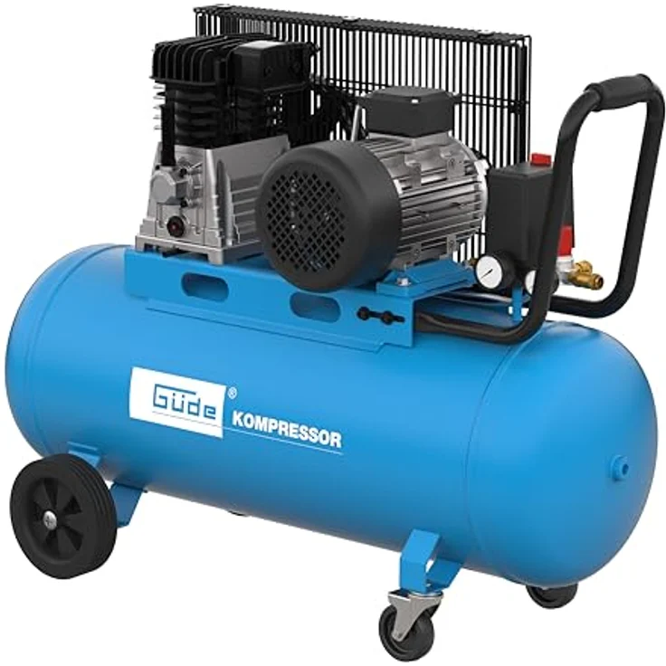 Güde Profi Kompressor 580/10/100 H 400V 100l 10bar 3000W 580l 2 Zylinder, luftstarker Kompressor mit 480 l/min Ansaugleistung, 8-10 bar Druckbereich, blau – Bild 1
