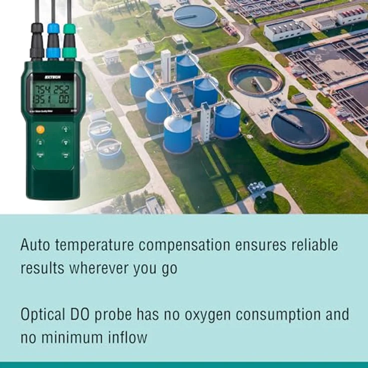 Extech EC700, 6-in-1 Wasserqualitätsmessgerät mit pH-Wert, Salinität und Leitfähigkeit, großes LCD-Display, 99 Speicherplätze – Bild 4