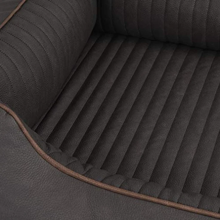 Knuffelwuff Orthopädisches Hundebett Columbia aus Laser-gestepptem Kunstleder M-L 85 x 63cm Schwarz – Bild 3