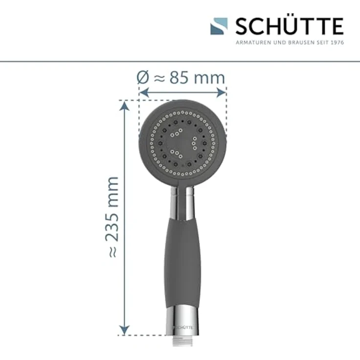 Schütte Handbrause VITAL, mit 4 Strahlarten, rutschfestem Griff, Duschbrause, Chrom/Schwarz – Bild 5