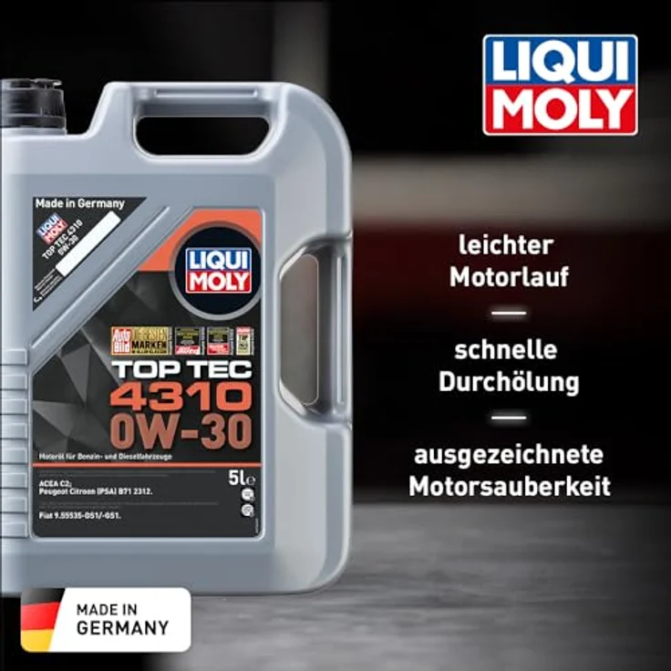 LIQUI MOLY 3736 Motoröl Top TEC 4310 0W-30 Motorenöl Leichtlauf Motor Öl 5 Liter – Bild 2
