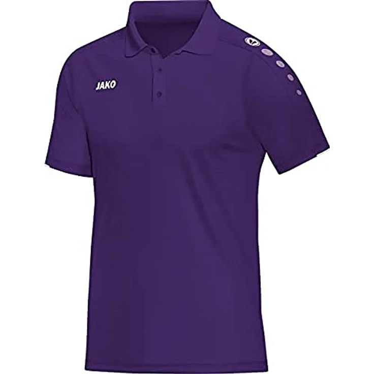 JAKO Herren Classico Polo, Violett, XXL EU, Polyester-Jacquard, Polokragen, Knopfleiste, Kontrast-Piping an Ärmelabschlüssen, für Fußball – Bild 1