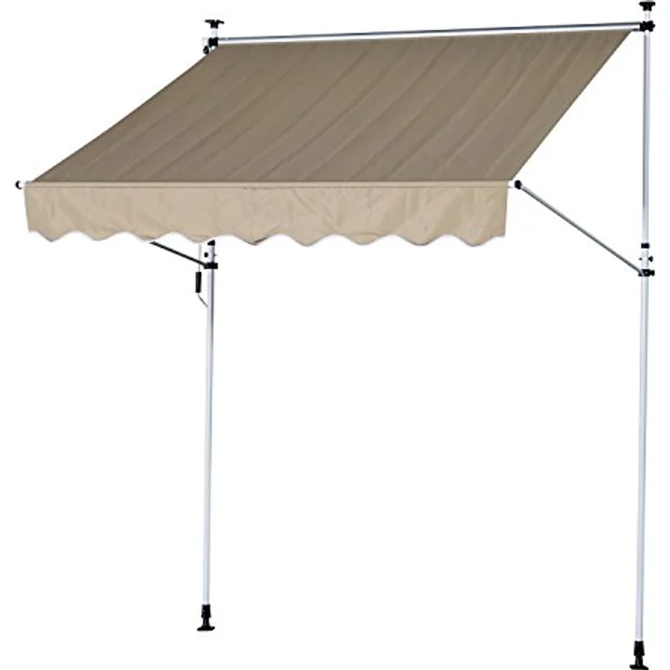 Outsunny Markise Gelenkarmmarkise Klemmmarkise Höhenverstellbar Sonnenschutz Faltarm Handkurbel Balkon Alu Beige 300 x 150cm – Bild 1