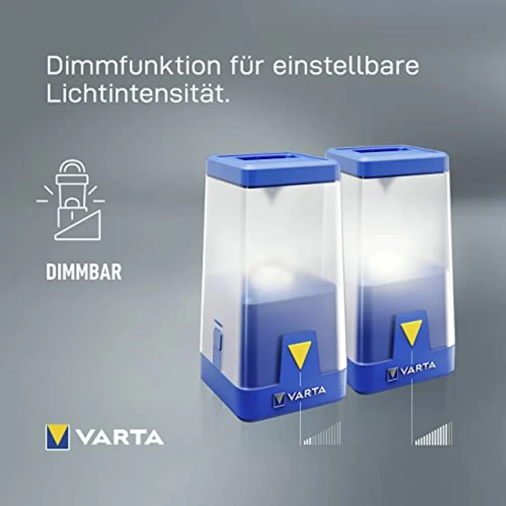 Varta Outdoor Ambiance Laterne L20, 400 Lumen, blau, spritzwassergeschützt, dimmbar, mit abnehmbarer Außenlinse, 6 Farbmodi – Bild 10